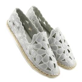 Alpargatas mujer caladas plateadas LT86 Silver gris 1