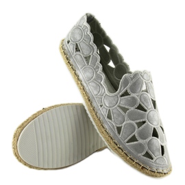Alpargatas mujer caladas plateadas LT86 Silver gris 2