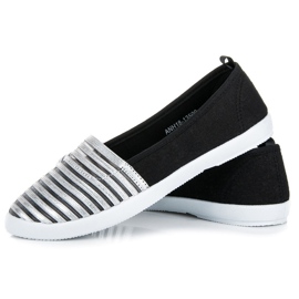 Mckeylor Zapatillas slip on negras y plateadas negro 4