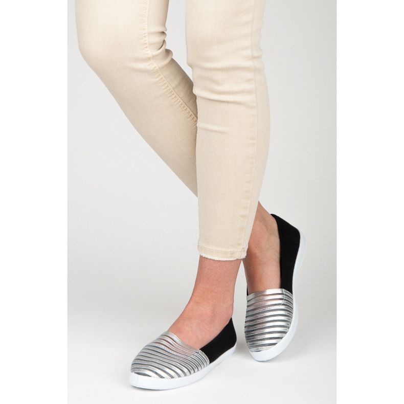 Mckeylor Zapatillas slip on negras y plateadas negro 1