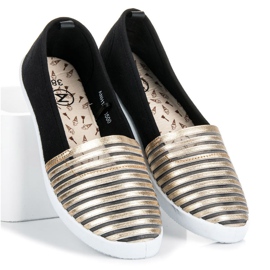 Mckeylor Zapatillas slip on negras y doradas amarillo negro 4