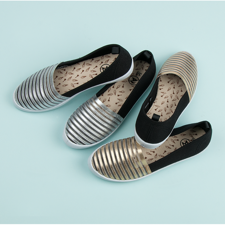 Mckeylor Zapatillas slip on negras y doradas amarillo negro 1