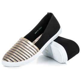 Mckeylor Zapatillas slip on negras y doradas amarillo negro 5