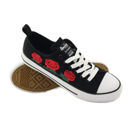 American Club Deportivas con rosas bordadas Americana 17035 rojo negro blanco 3