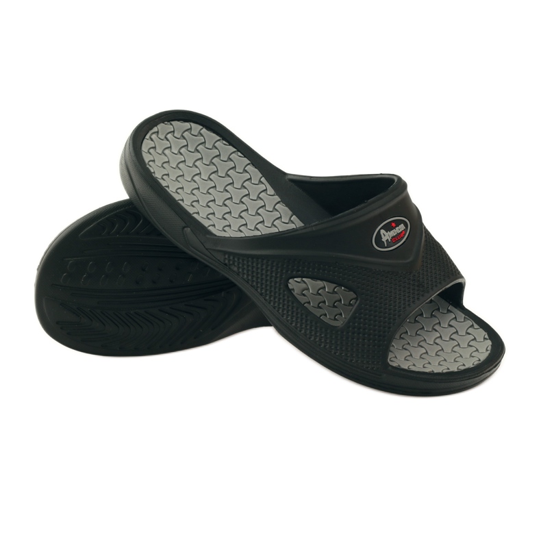 American Club Chanclas de piscina de espuma para hombre parte americana gris negro 3