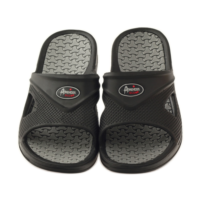 American Club Chanclas de piscina de espuma para hombre parte americana gris negro 4
