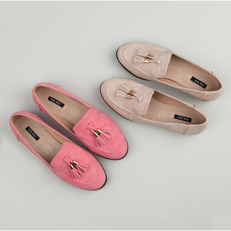 Vices Mocasines con flecos rosa 1