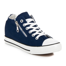 Kayla zapatillas cuña atadas azul 3