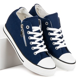 Kayla zapatillas cuña atadas azul 2
