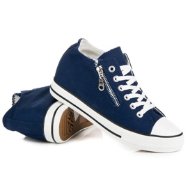 Kayla zapatillas cuña atadas azul 1