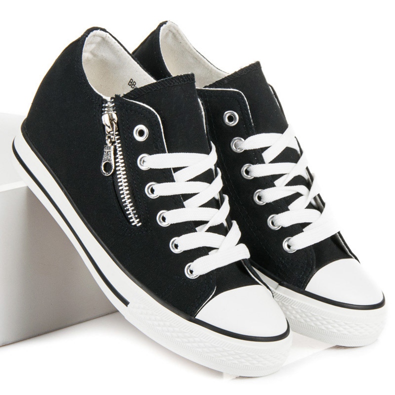 Kayla zapatillas cuña atadas negro 1