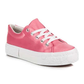 Kylie Zapatillas de satén en la plataforma rosado 2