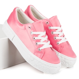 Kylie Zapatillas de satén en la plataforma rosado 5