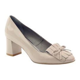 Edeo Zapatos De Salón En Barra Lacados 3224 Beige 1