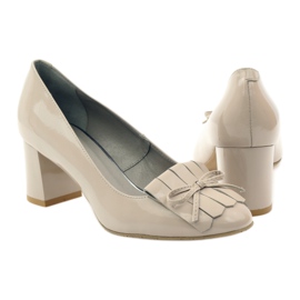 Edeo Zapatos De Salón En Barra Lacados 3224 Beige 3