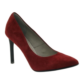 Edeo Bombas de cuero para mujeres en Szpilka 3162 Borgoña rojo 1