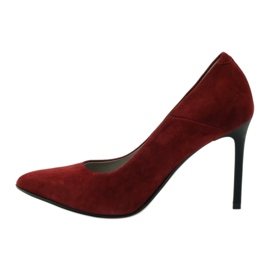 Edeo Bombas de cuero para mujeres en Szpilka 3162 Borgoña rojo 2