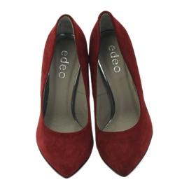 Edeo Bombas de cuero para mujeres en Szpilka 3162 Borgoña rojo 4