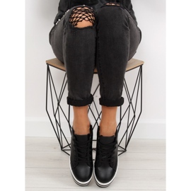 Zapatillas negras negras con suela alta negro 2