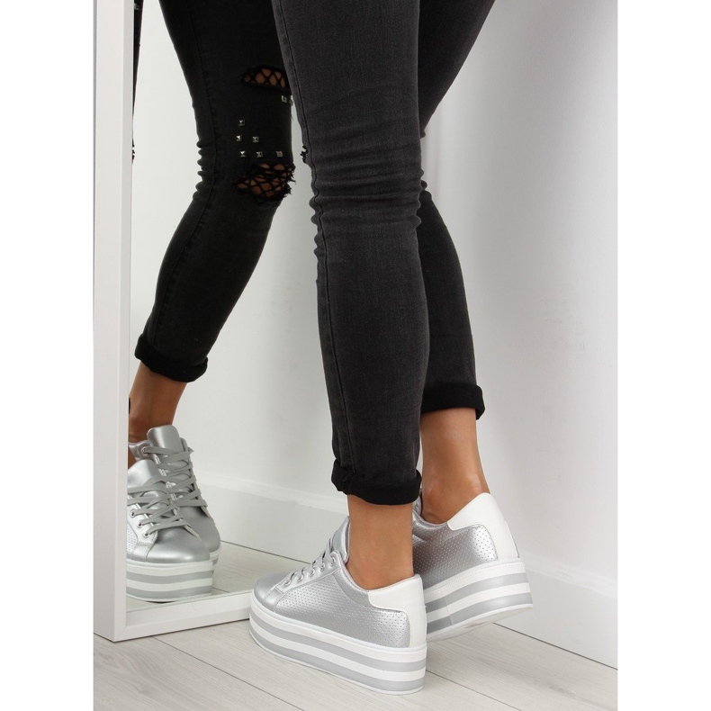 Plata NB183P Zapatillas plateadas con suela alta gris 1 Plata NB183P Zapatillas plateadas con suela alta gris 1