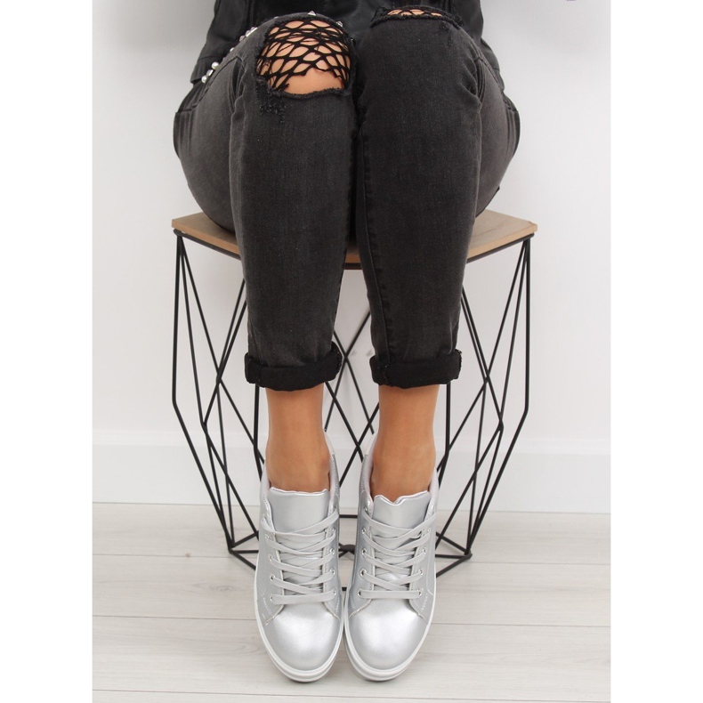 Plata NB183P Zapatillas plateadas con suela alta gris 2 Plata NB183P Zapatillas plateadas con suela alta gris 2