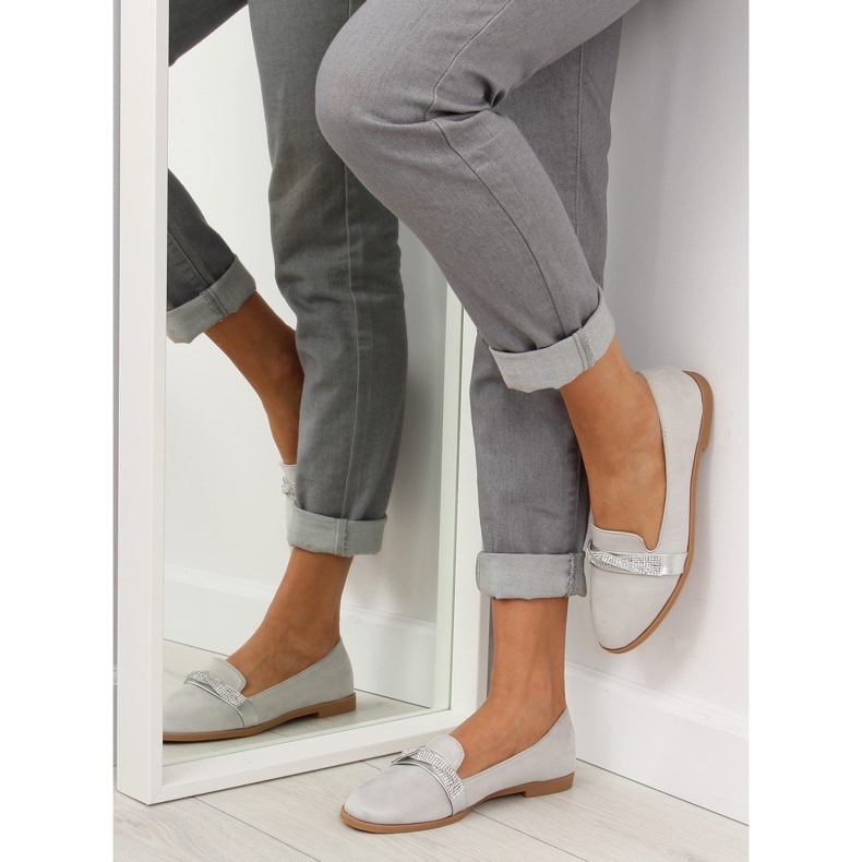 Gris Mocasines grises de mujer H8-110 Gris 1