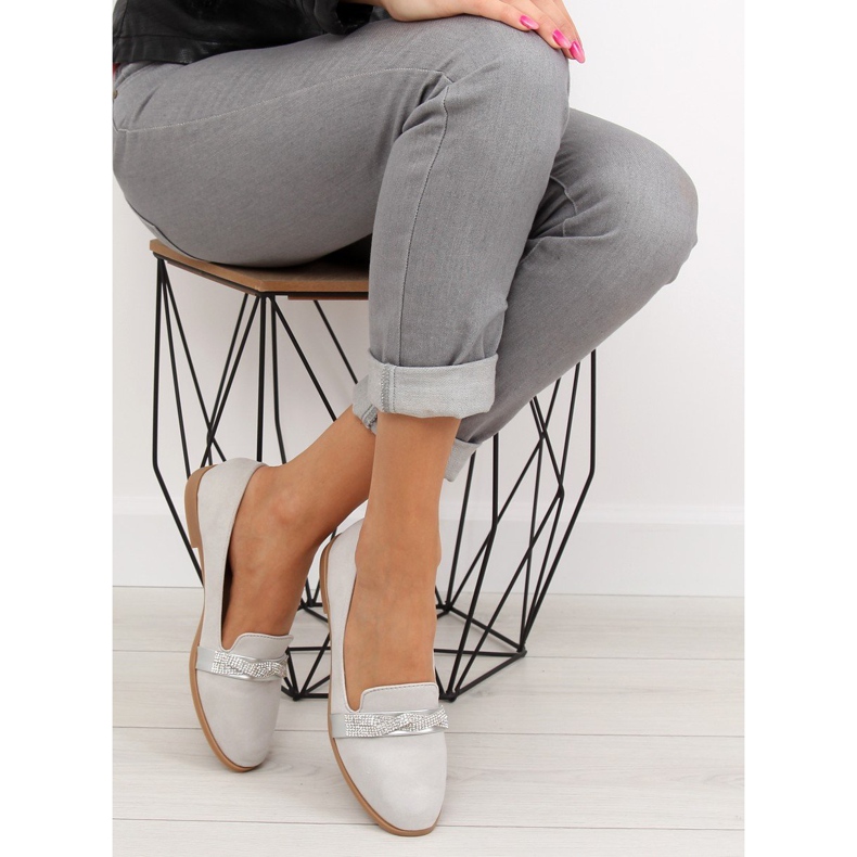 Gris Mocasines grises de mujer H8-110 Gris 2