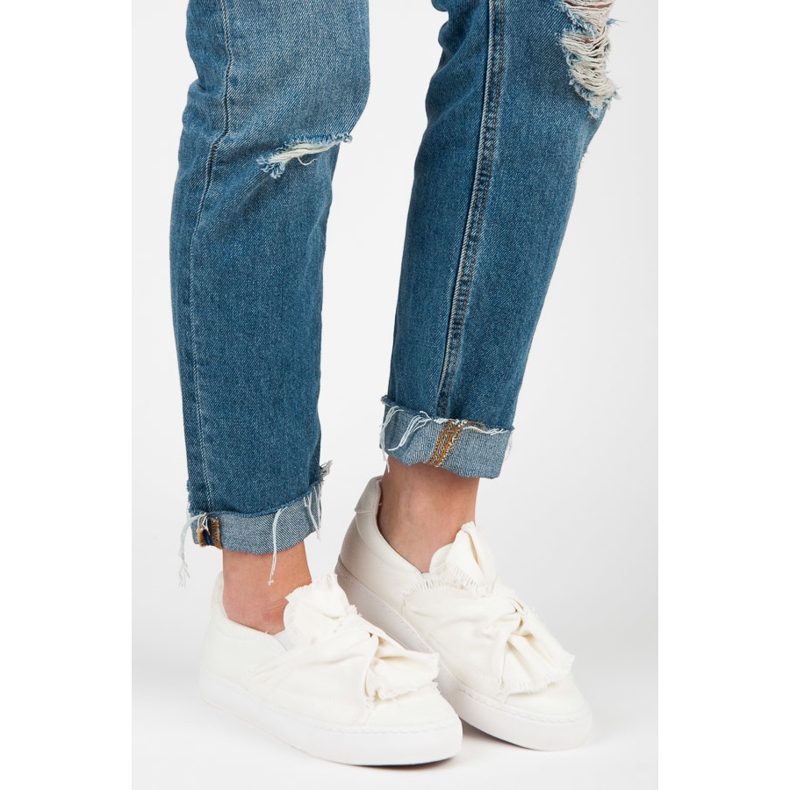 Zapatillas slip-on con lazo blanco 2