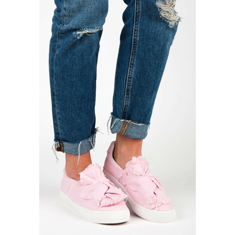 Zapatillas slip-on con lazo rosa 2