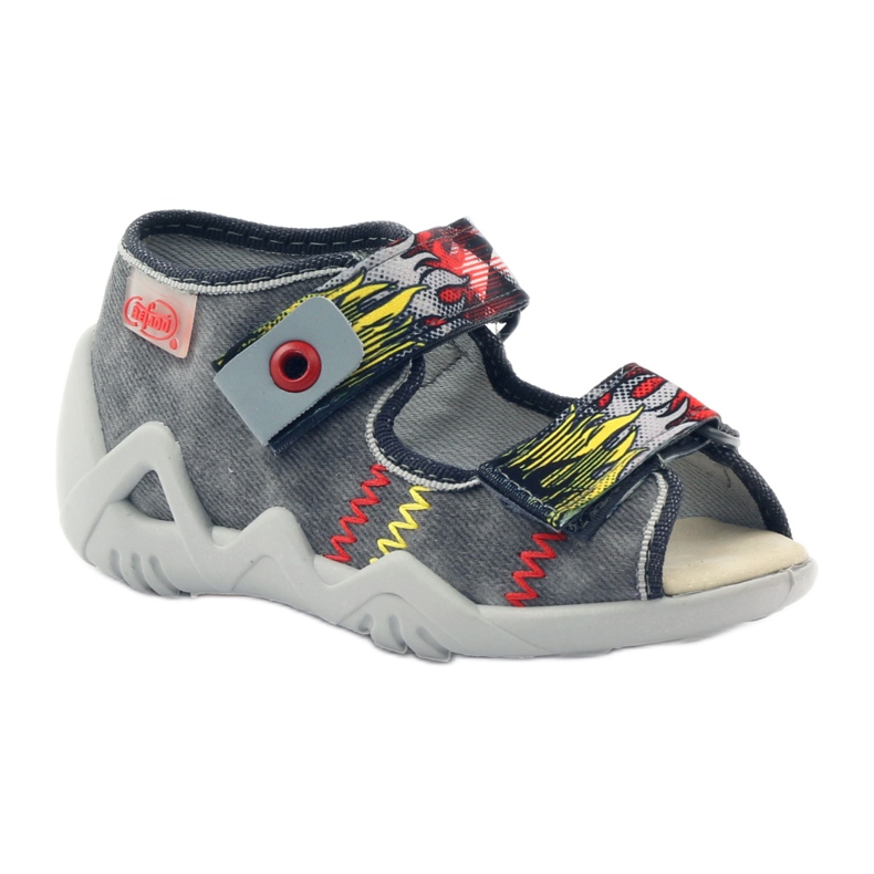 Sandalias de zapatillas para niños Befado Inserto de cuero 350p073 para velcro gris 1