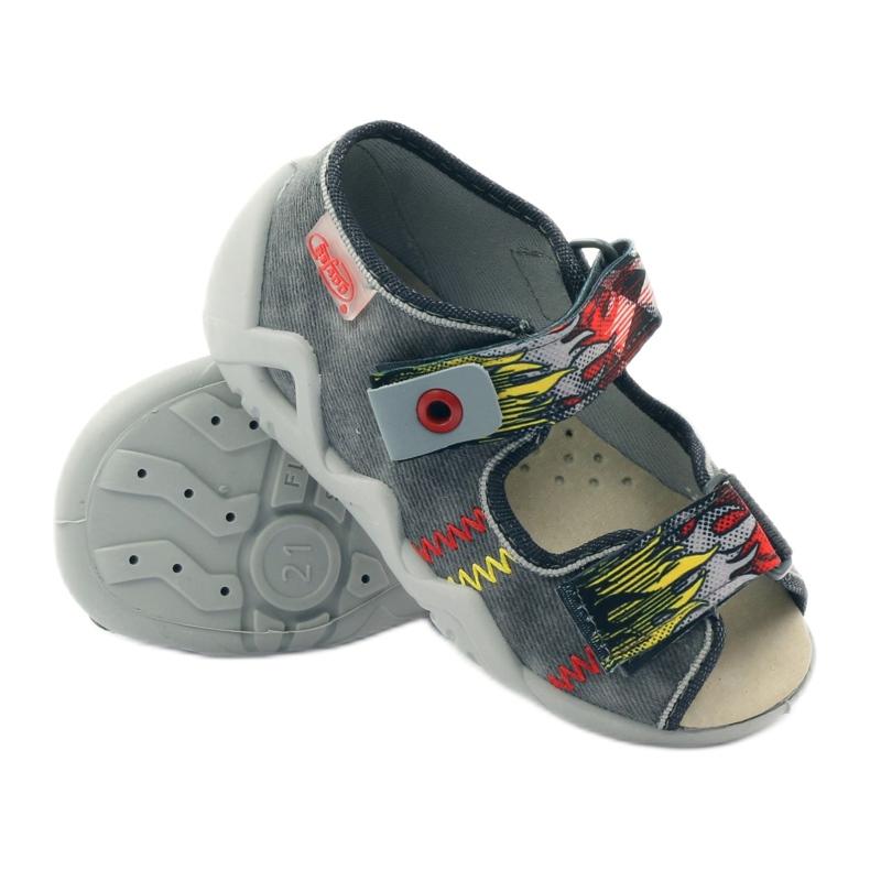 Sandalias de zapatillas para niños Befado Inserto de cuero 350p073 para velcro gris 3