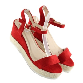 Sandalias cuña rojas alpargatas R120P Rojo 4