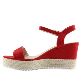 Sandalias cuña rojas alpargatas R120P Rojo 6