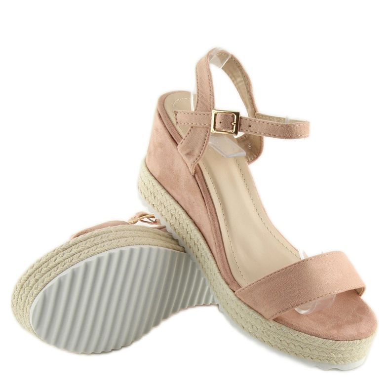 Sandalias con cuña, alpargatas rosas 1