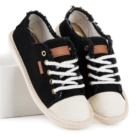 Seastar Alpargatas con cordones negro 6