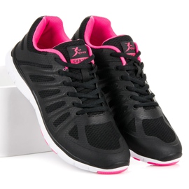 Zapatillas negras con cordones negro rosa 2