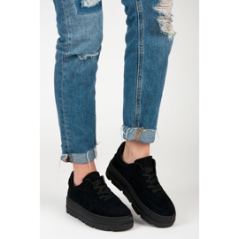 Zapatillas de gamuza en la plataforma negro 6