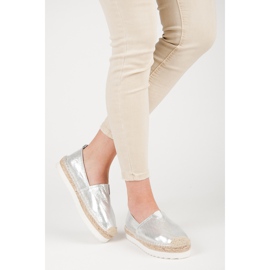 Alpargatas sin cordones plateadas gris 6