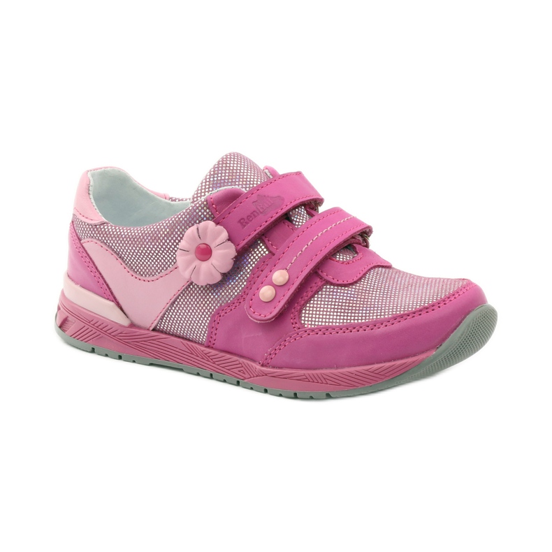 Zapatos de niña con flor Ren But 3265 rosado gris 1