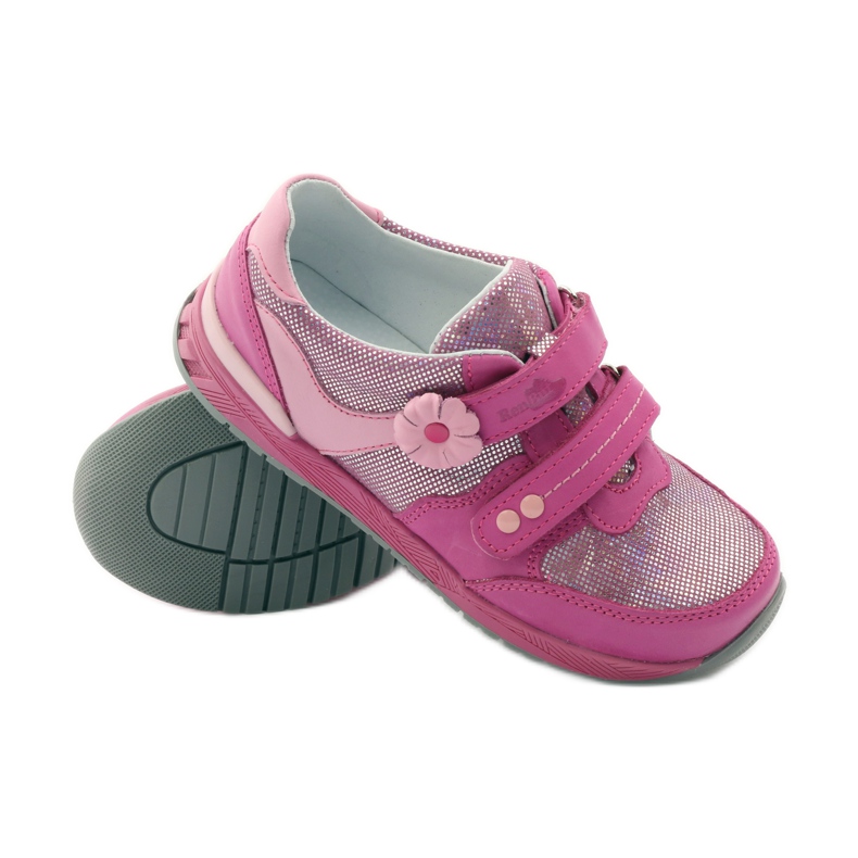 Zapatos de niña con flor Ren But 3265 rosa gris 3