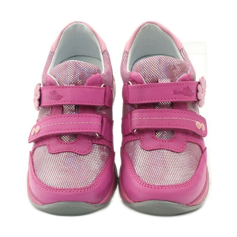 Zapatos de niña con flor Ren But 3265 rosa gris 4