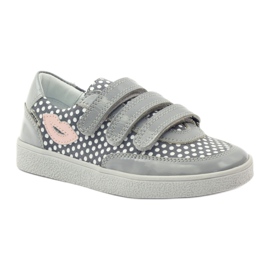 Bartek Zapato Velcro Gris Con Lunares 35651 rosa blanco 1