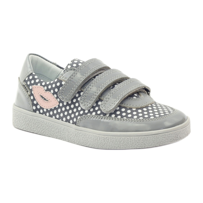 Bartek Zapato Velcro Gris Con Lunares 35651 rosa blanco 1
