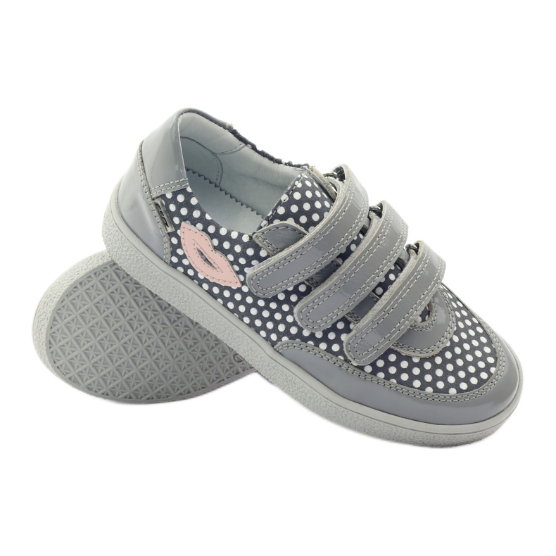 Bartek Zapato Velcro Gris Con Lunares 35651 rosa blanco 3