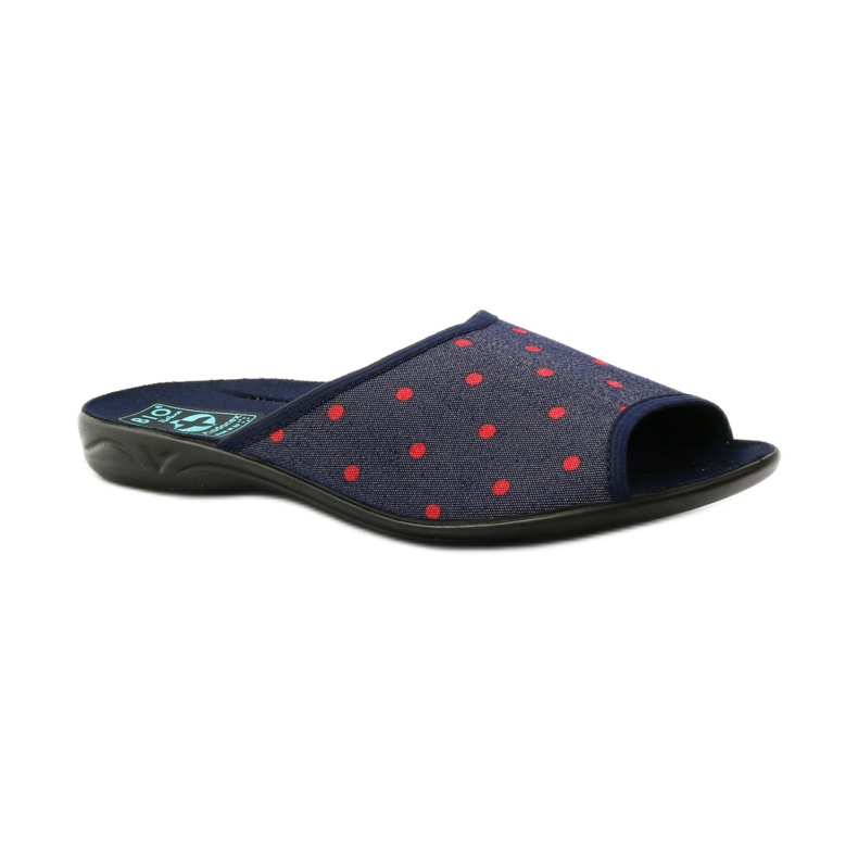 Zapatillas casa mujer con lunares Adanex azul marino rojo 1