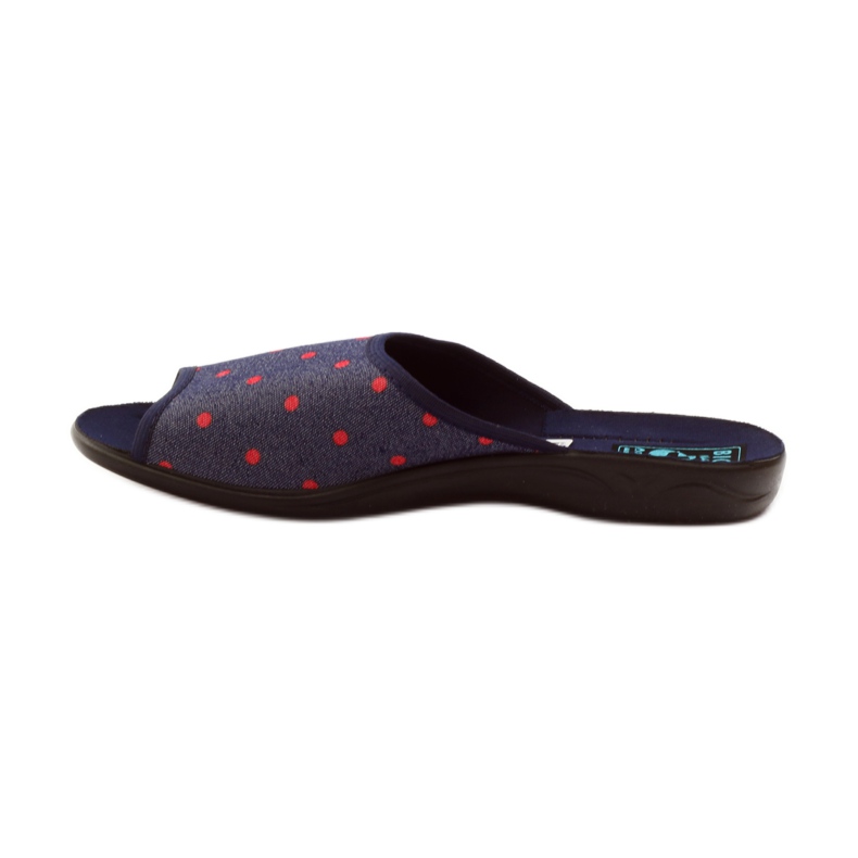 Zapatillas casa mujer con lunares Adanex azul marino rojo 2