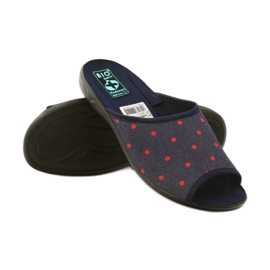 Zapatillas casa mujer con lunares Adanex azul marino rojo 3