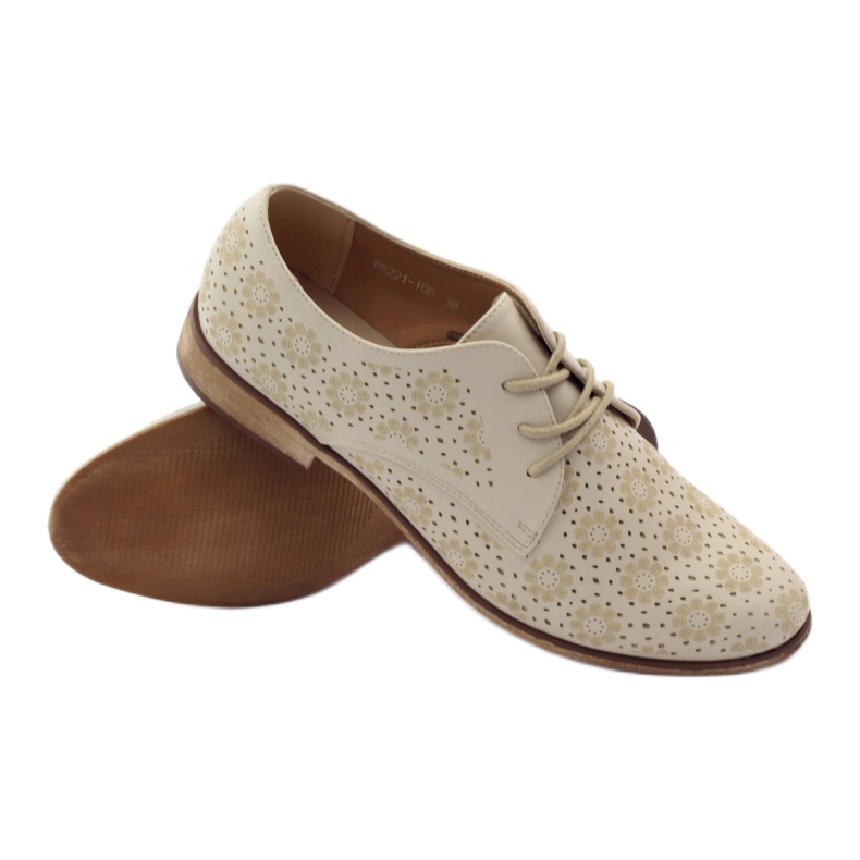Sergio Leone Zapatos de mujer con flores elegantes beige 3
