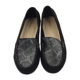 Mocasines Sergio Leone 721 de ante negro gris 4