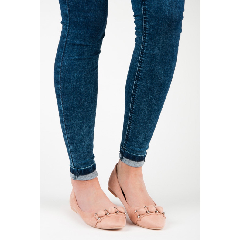 Seastar bailarinas de ante con cuello de pico rosado 1